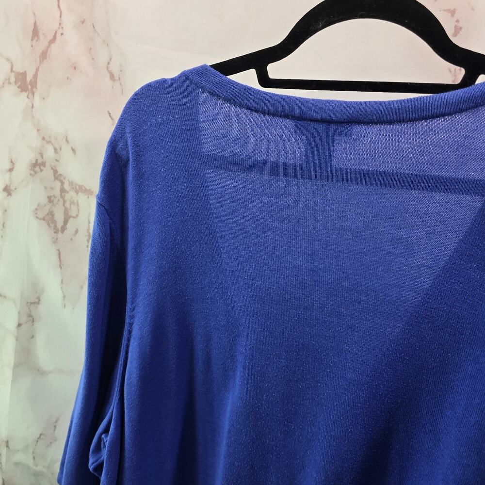 Catherines Cardigan Womens 3X 26 28 Blue Lightweight Sweater Cotton Ramie Bright - Picture 6 of 11